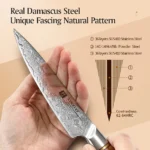 XINZUO 1-8pcs Kitchen Knife Set 73 Layers Custom Damascus Steel 15°±1 Per Side Steel Blade with Olive Wood Handle - Image 4