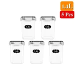 Food Storage Containers Kitchen Organizer and Storage Container with Lids Refrigerator Noodle Box Tank Sealed Cans 5Pcs Set - Image 12