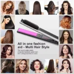 2 in 1 Hair Straightener Multifunctional Curling & Straightening Brush Ceramic Hot Comb Generator Helps Reduce Frizz Salon Tools