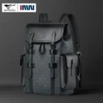 Septwolves High Quality Business Printed Leather Backpack Man Designer Drawstring Flip Monogram Laptop Bags Print Work Rucksack