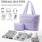 Tote Bag for Women, Lightweight Puffy Tote Bag with Compartments Shoulder Bag Handbag for Travel, Work, Gym - Image 4
