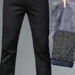 Men's autumn/winter fashionable business casual pants, elastic slim fit warm and plush suit pants, work clothes - Image 2