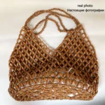Handmade Woven Beaded Handbag For Women Exquisite Hollow-out Wooden Beaded Shoulder Bag Female Beach Bag - Image 10