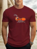 T Shirts For Men Ant 100% Cotton Graphic Printing Summer Round Neck T-Shirt Casual Breathable Street Style Daily Top - Image 11