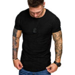 Men's Sports T-shirt Slim Fit O-neck Short Sleeve Muscle Fitness Casual Hip Hop Top Summer Fashion Basic Solid Crew T-shirt - Image 12