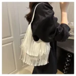 Large Capacity Casual Solid Retro Tassel Tote Bags Hot Sale Versatile Underarm Women's Bag Concise Advanced Sense Shoulder Bags - Image 28