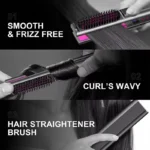 2 in 1 Hair Straightener Multifunctional Curling & Straightening Brush Ceramic Hot Comb Generator Helps Reduce Frizz Salon Tools - Image 3