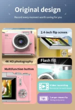 Digital Camera，2.4-inch HD rotating screen，4K video recording，800mAh battery capacity，48 megapixels，Beauty function，Autofocus - Image 5