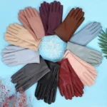 Women's Synthetic Leather Gloves Winter Warmth Short Thin Screen Driving Female Color Leather Gloves New 2022 Cycling - Image 14