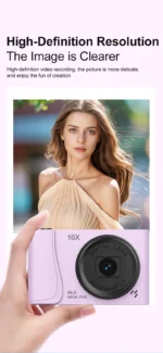 4K Digital Camera  24 Million Pixels Video Camcorder 16x Zoom Compact Cameras Auto Focus for Kids Adult Beginners Photograph - Image 17