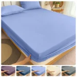 90/120/150/180x200 Fitted Bed Sheet With Elastic Band Solid Color Mattress Covers Protector Single Double King Beds 100% Polyest - Image 19