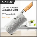 XINZUO 1-8pcs Kitchen Knife Set 73 Layers Custom Damascus Steel 15°±1 Per Side Steel Blade with Olive Wood Handle - Image 9