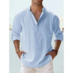 New Cotton Linen Shirts for Men Casual Shirts Lightweight Long Sleeve Henley Beach Shirts Hawaiian T Shirts for Men Streetwear - Image 11