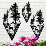 1pc Landscape Wall Art, Deer & Scene Metal Wall Art Ornaments Home Decor, Metal Wall Art, Home Decor Art Wall Ornaments