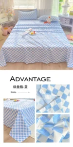 Bed Sheets Plaid Non-slip Comfortable Washed Twin Queen Full Size Nordic Style Universal Bedspread Simple Durable Antibacterial - Image 47