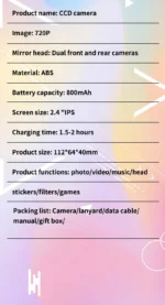 Digital Camera 4K HD Kid Camera 48MP Autofocus Vlogging Camera 2.4 inch Retro Fashion Portable Video Camcorder for Beginners - Image 25