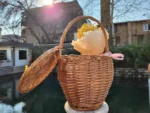 Handmade rattan woven handbag fashion countryside picnic bucket bag shopping basket summer beach bag - Image 9