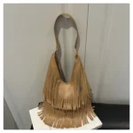Large Capacity Casual Solid Retro Tassel Tote Bags Hot Sale Versatile Underarm Women's Bag Concise Advanced Sense Shoulder Bags - Image 43