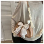 Lovely Bow Handbags for Girls Ladies Fashion Pleated Shoulder Bags for Women Simple Design Female Underarm Bag Casual Tote Purse - Image 26