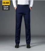 Men's lightweight business casual pants with micro elasticitymen's quick drying pantsnew straight leg office black deep bluepant - Image 10