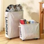 Laundry Basket With Wheels Large Capacity Yoga Mat Storage Basket Multifunctional Foldable Waterproof Dirty Clothes Storage Bag - Image 5