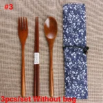Spoon Fork Chopsticks Portable Tableware Wooden Cutlery Sets Travel Dinnerware Suit Environmental with Cloth Pack Gift - Image 11