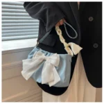 Lovely Bow Handbags for Girls Ladies Fashion Pleated Shoulder Bags for Women Simple Design Female Underarm Bag Casual Tote Purse - Image 20