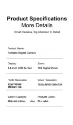 4K Digital Camera  24 Million Pixels Video Camcorder 16x Zoom Compact Cameras Auto Focus for Kids Adult Beginners Photograph - Image 28