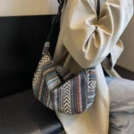 Crossbody Bags Tribal Style Shoulder Bag, Foldable Crossbody Striped Pattern, Flag Theme Hand Washable Edge Painted Lining - Image 6