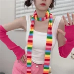 Women antumn Stripe Pattern Scarf Thin Neckerchief Y2k Style Thin long Cotton Scarves Punk Decorative Scarf Clothing accessories - Image 29