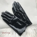 Women's Patent Leather Gloves Men's Leather Gloves Shiny Black Party Evening Short Gloves - Image 11