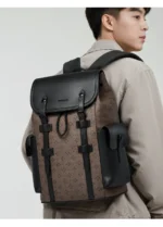 Septwolves High Quality Business Printed Leather Backpack Man Designer Drawstring Flip Monogram Laptop Bags Print Work Rucksack - Image 32