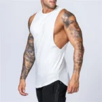 Muscle Exercise Tank Tops Men Summer Drop Armhole Vest Gym Clothing Cotton Singlet Cut Off Sleeveless T Shirt Bodybuilding Top - Image 7