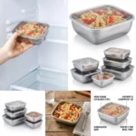 5PCS Stainless Steel Food Storage Containers Stackable Meal Prep Lunch Boxes for Kitchen Fridge Travel Kitchen Storage Solution - Image 4