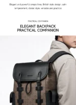 Septwolves High Quality Business Printed Leather Backpack Man Designer Drawstring Flip Monogram Laptop Bags Print Work Rucksack - Image 24