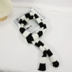 2024 Women Harajuku Cotton Scarves Y2k Black Grey Stripe Long Scarves 180cm Thin Long Decorative Neckerchief Fashion Streetwear - Image 15