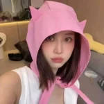 Cute Sunshade Hats Solid-colored Cat Ears Design Hooded Hat with Strap Fashion Personality Headwears Sunshade Caps For Women - Image 6