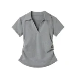 Polo Lapel Front Shoulder Short-sleeved T-shirt for Women 2025 Summer Design Pure Slim Fit Slim and Pleated Waist - Image 11