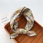 Floral Polka Dot Square Scarf Cotton Scarves Headband Headscarf Decoration Women Flower Kerchief Neckerchief Head Wrap Bandanas - Image 10