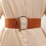 Belts for Women Simple Waist Elastic Ladies Band Round Buckle Decoration Coat Sweater Fashion Dress Waistband - Image 2
