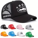 Fashionable and simple star-embroidered sponge baseball caps, men's and women's outdoor sports event mesh baseball caps