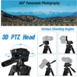 Tripod for Camera, Camera Tripod 60" Heavy Duty Tripod, Phone Tripod for Video Recording Photo Vlog, Iron Camera Tripods - Image 11