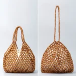 Handmade Woven Beaded Handbag For Women Exquisite Hollow-out Wooden Beaded Shoulder Bag Female Beach Bag - Image 4