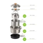Camping Cookware Set Outdoor Picnic Cookware Kit Stainless Steel Pot Frying Pan Kettle Set Travel Cooking Accessory - Image 3