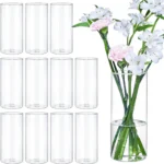 Glass Clear Cylinder Flower Vases for Centerpieces Wedding Decoration,Hurricane Floating Candle Holder for Party Home Decor