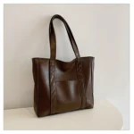 Simple Large Capacity Tote Bags for Women Retro Pu Leather Ladies Shoulder Bag Commuter Portable Girls Student Underarm Handbag - Image 31