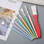 8pcs Cloth Bag Nylon Paint Brushes In Plastic Bucket - Image 3