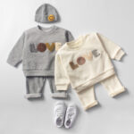 Children's Clothing Boys Sweater Suit Beige Colored Wool Material LOVE Towel Embroidery Baby Baby Clothes Two Pieces - Image 8