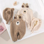Baby Jumpsuit Autumn And Winter Plus Velvet Baby Clothing Bear Suspenders - Image 4
