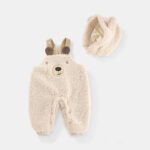 Baby Jumpsuit Autumn And Winter Plus Velvet Baby Clothing Bear Suspenders - Image 5